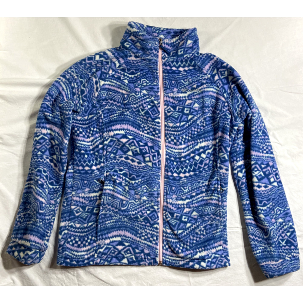Champion Womens Size XL Fleece Jacket Multicolor Geometric Full Zip Mock Collar